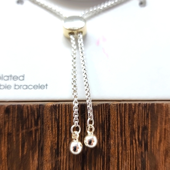 Unwritten Coin Initial Silver Plated Bolo Bracelet - Picture 4 of 5